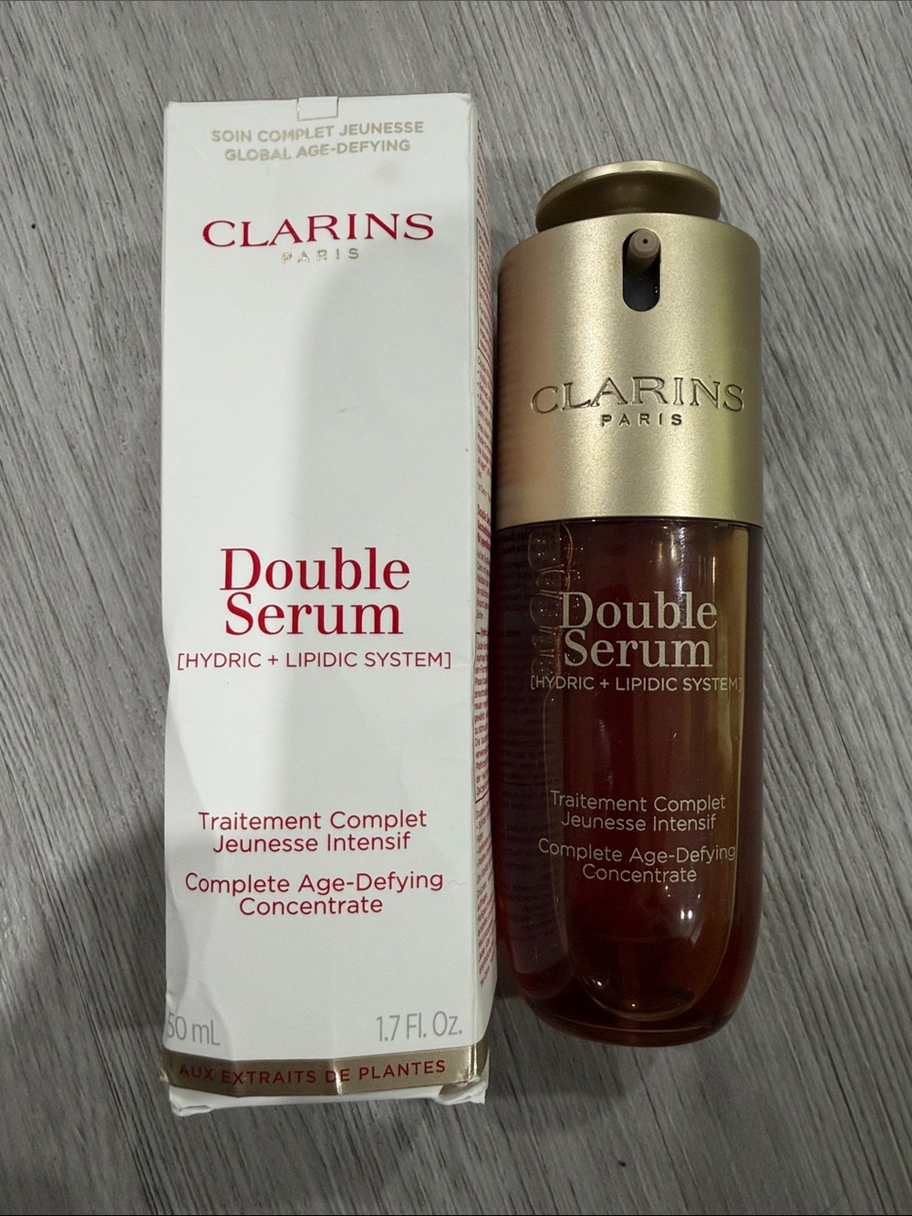 Clarins Double Serum Complete Age-Defying Concentrate 1.7 oz USED